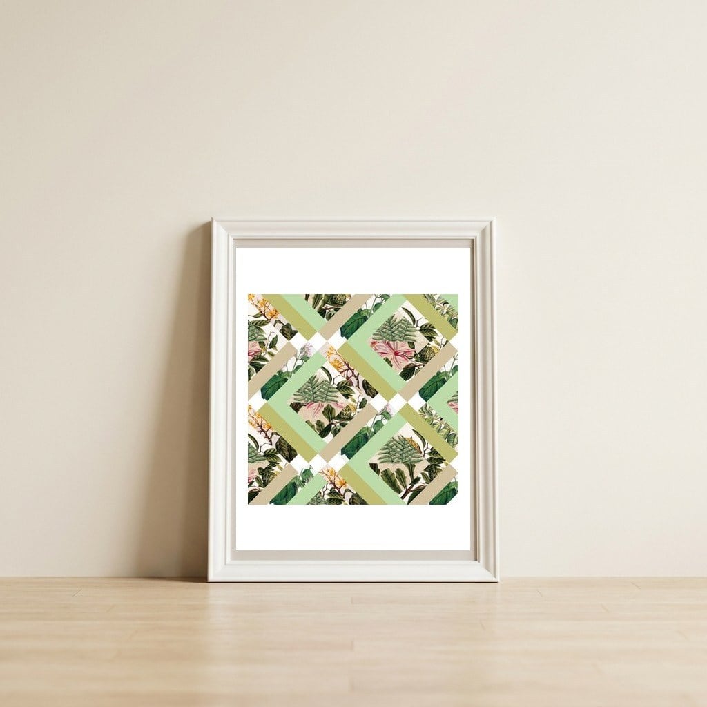 Cubed Vintage Botanicals — framed, leaning against the wall
