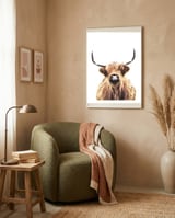 Highland Cow Portrait framed in a tender room thumbnail