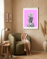 Black and White Pineapple Pink Background framed in a tender room thumbnail