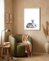 Black and White Bunny Portrait framed in a tender room thumbnail