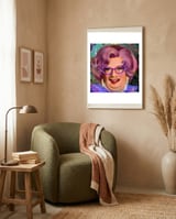 Dame Edna framed in a tender room thumbnail