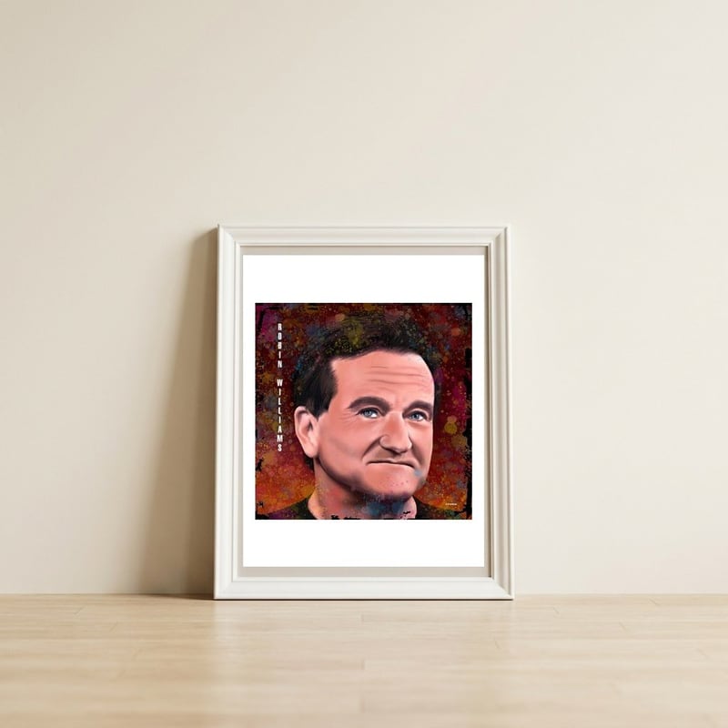 Robin Williams — framed, leaning against the wall