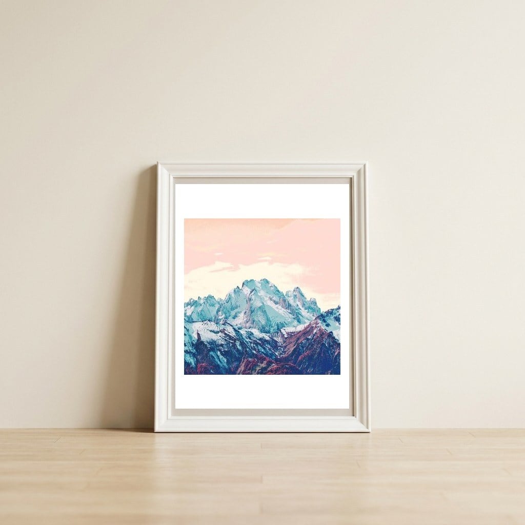 Memories of a sky palette — framed, leaning against the wall