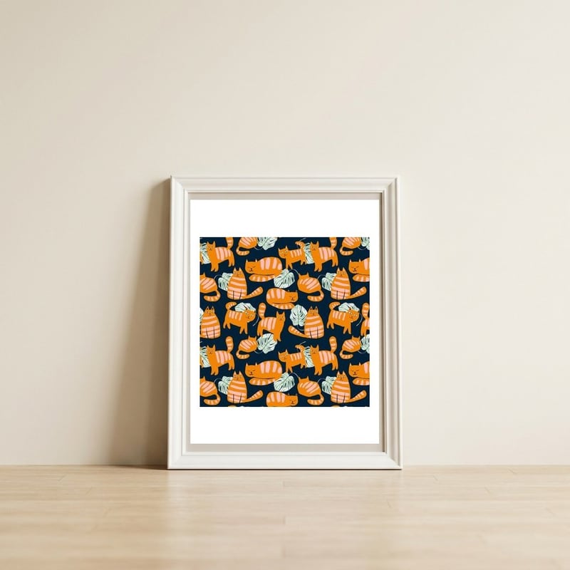 Whimsicat — framed, leaning against the wall