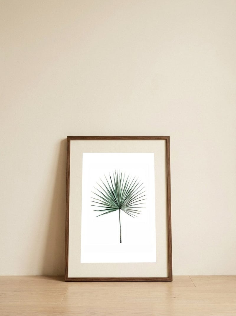 Botanical Illustration Fanpalm — framed, leaning against the wall