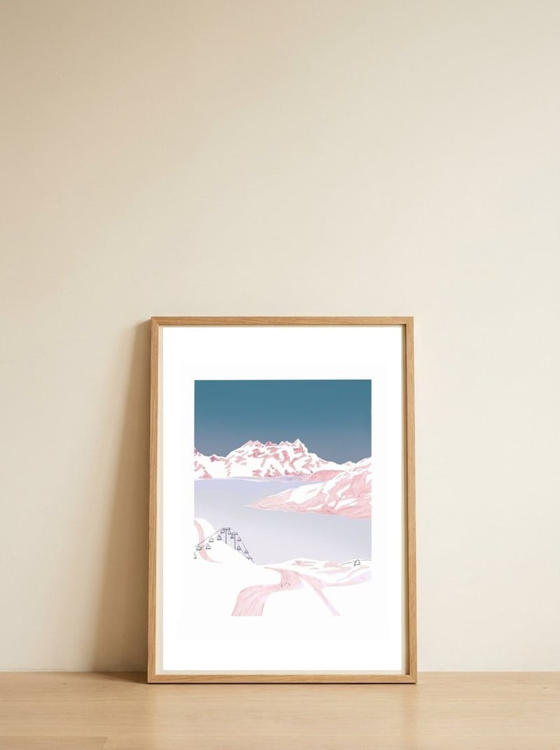 Mountain Love Slopes — framed, leaning against the wall