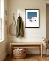 Mountain Love Winter Stag framed in a relaxed room thumbnail