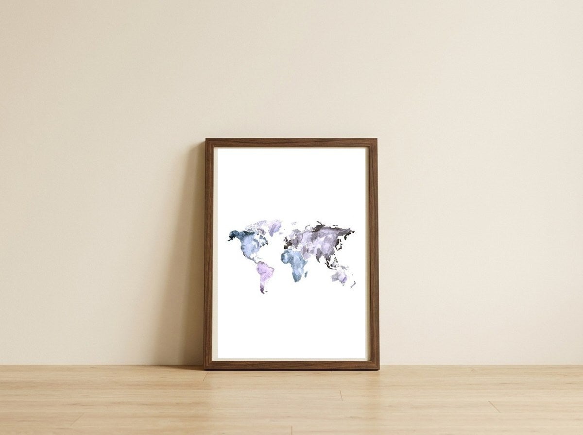 Mantika World Map — framed, leaning against the wall