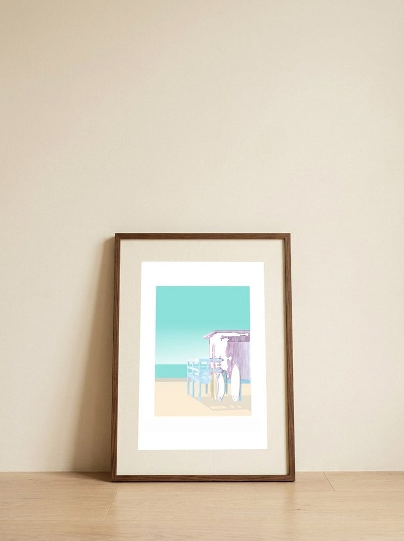 Salt&Surf Surf Club — framed, leaning against the wall