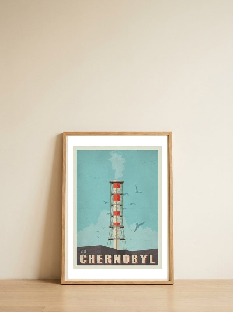 Visit Chernobyl — framed, leaning against the wall