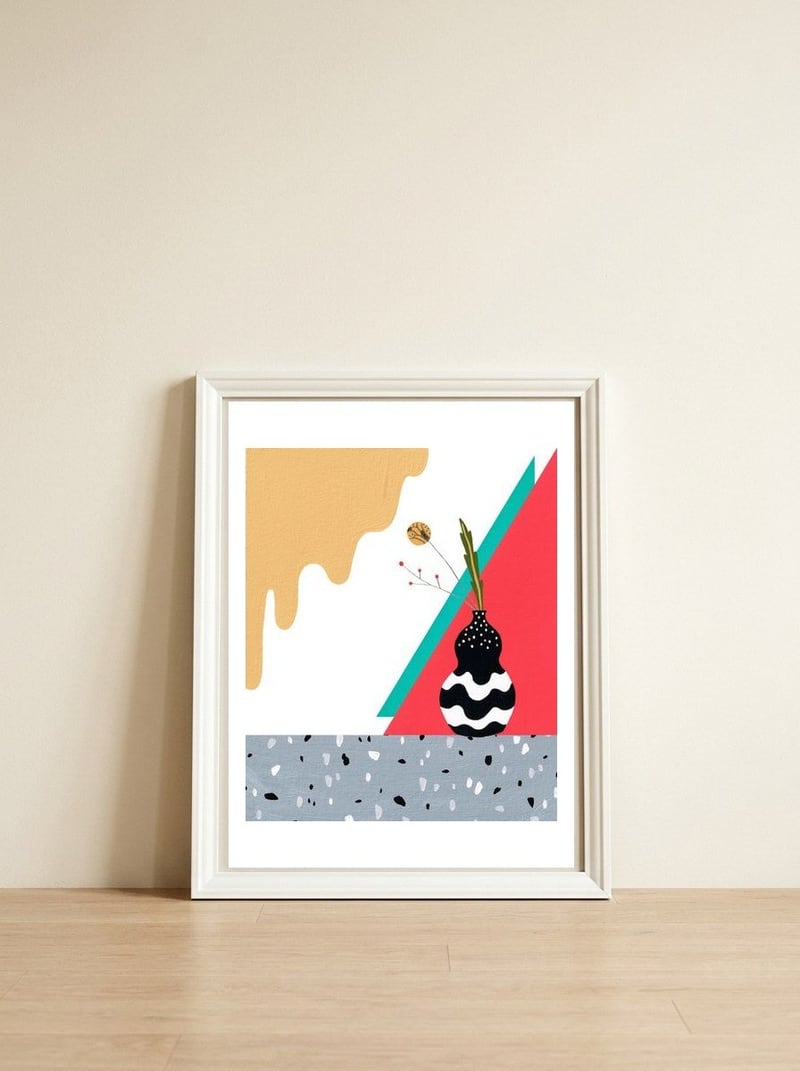 Modern Ikebana  — framed, leaning against the wall