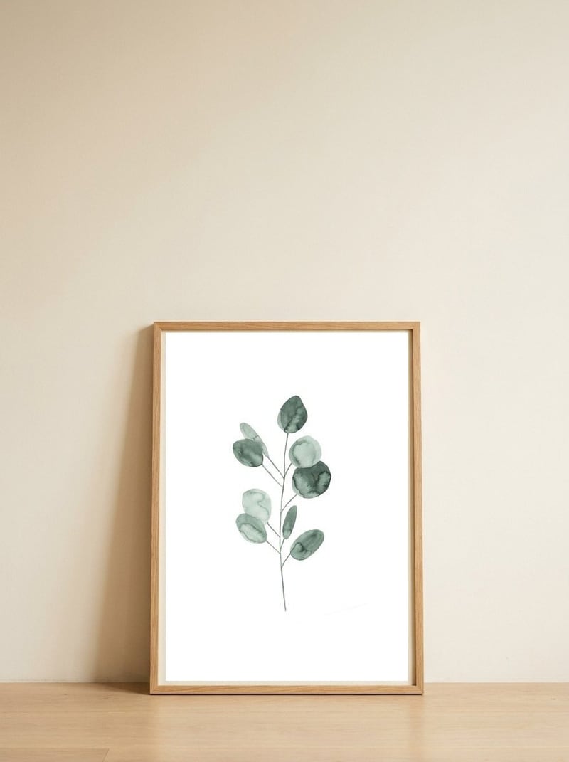 Botanical Illustration Eukalyptus2 — framed, leaning against the wall
