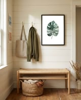 Botanical Illustration Monstera Leaf framed in a relaxed room thumbnail