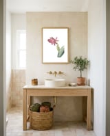 Botanical Illustration Pink Cactus Flower framed in a breezy room thumbnail