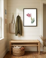 Botanical Illustration Pink Cactus Flower framed in a relaxed room thumbnail