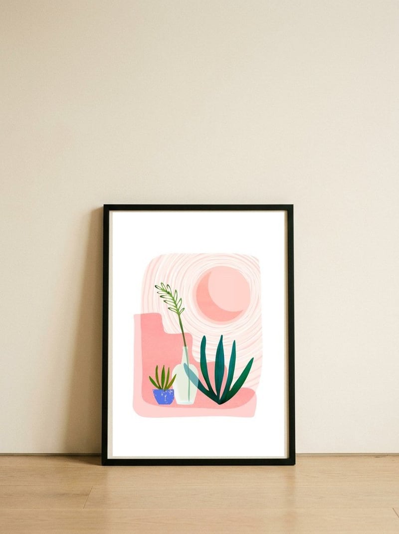 Pink Desert — framed, leaning against the wall