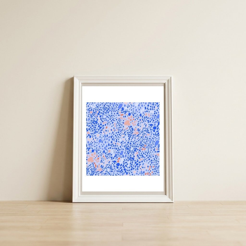 Violet Leopard — framed, leaning against the wall