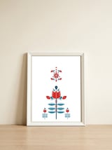 Scandinavian Folk Flowers — framed, leaning against the wall thumbnail