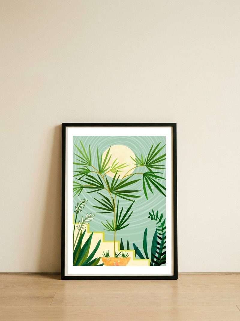 Spring Desert Night — framed, leaning against the wall