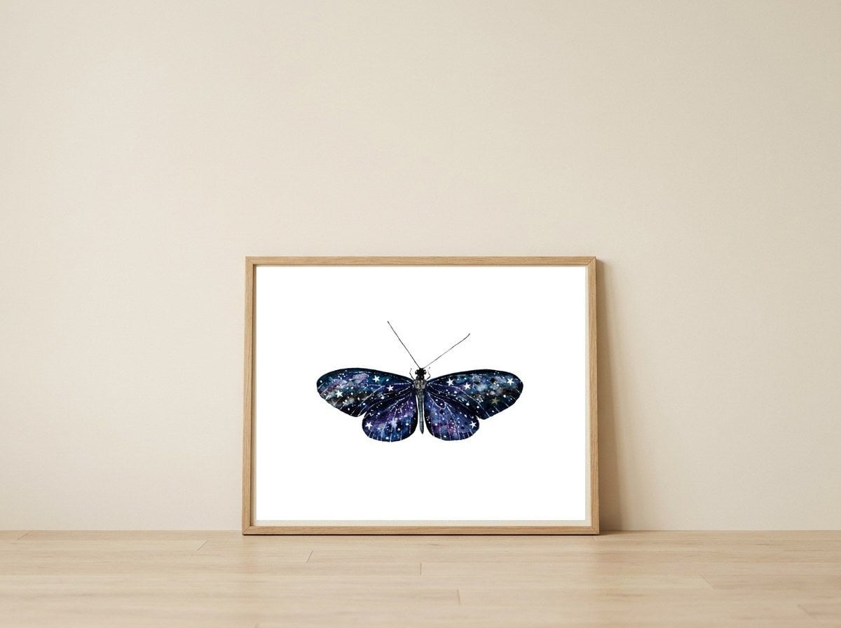 Butterfly — framed, leaning against the wall