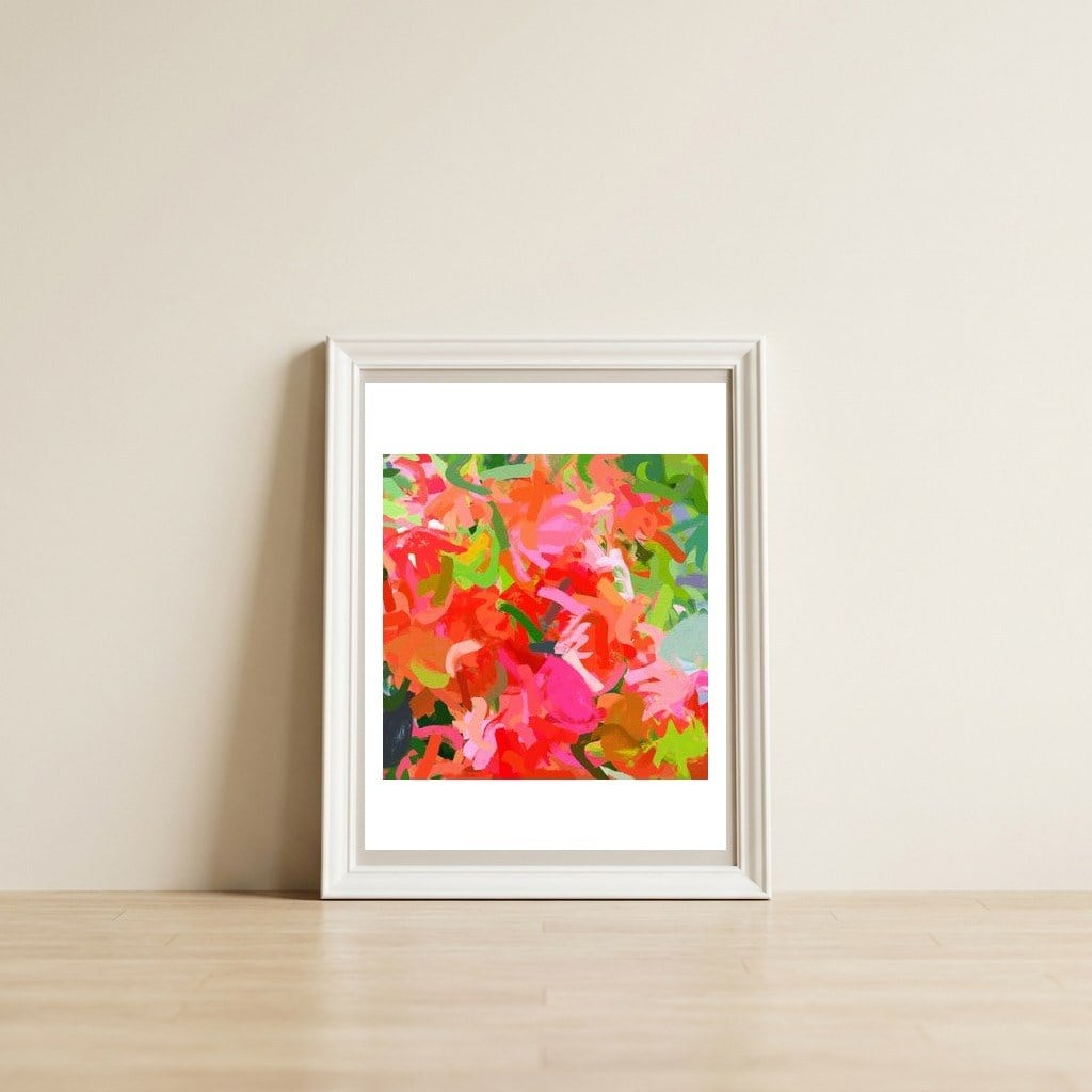 Preconceived Blossom — framed, leaning against the wall