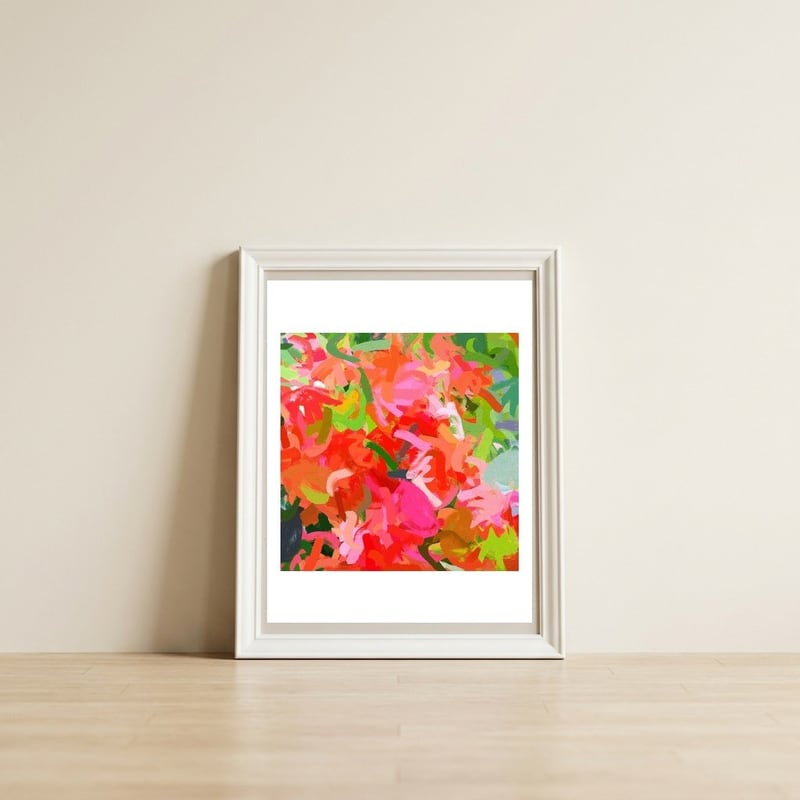 Preconceived Blossom — framed, leaning against the wall