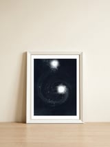 Vintage Cosmos: Double Spiral Nebula — framed, leaning against the wall thumbnail