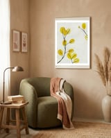 Golden birch leaves framed in a tender room thumbnail