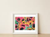 Pink Sunflowers — framed, leaning against the wall thumbnail