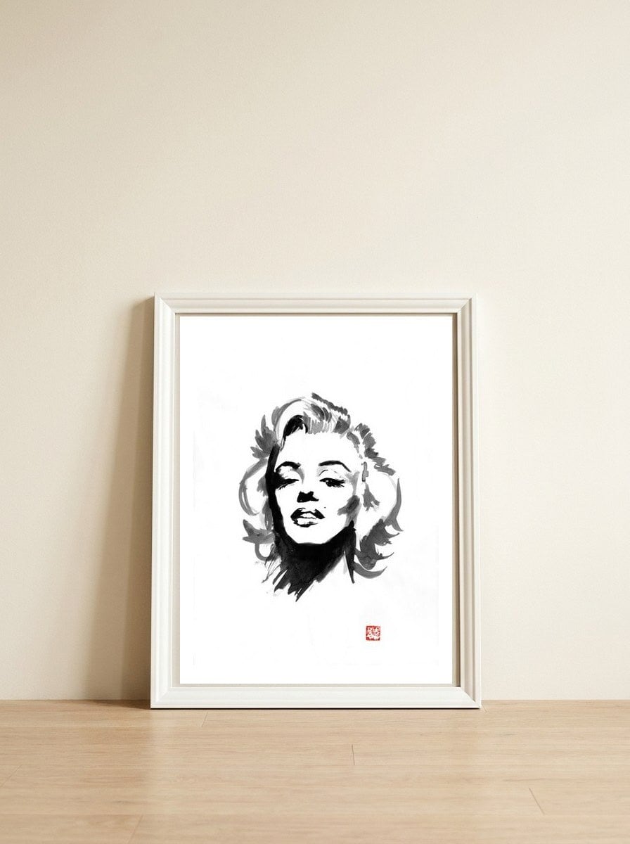 Marylin monroe — framed, leaning against the wall