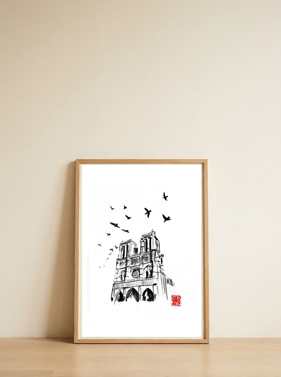 Notre Dame de Paris — framed, leaning against the wall
