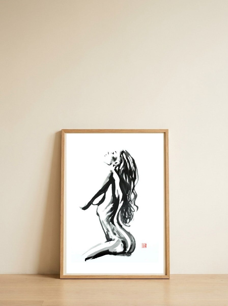 Profil — framed, leaning against the wall
