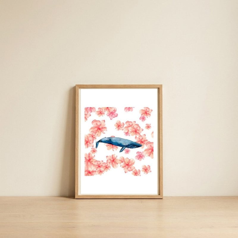 Floral Sea — framed, leaning against the wall