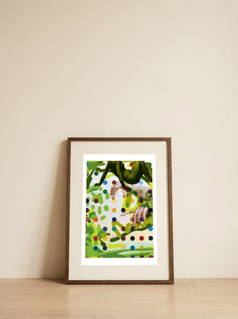 Green Fingers — framed, leaning against the wall