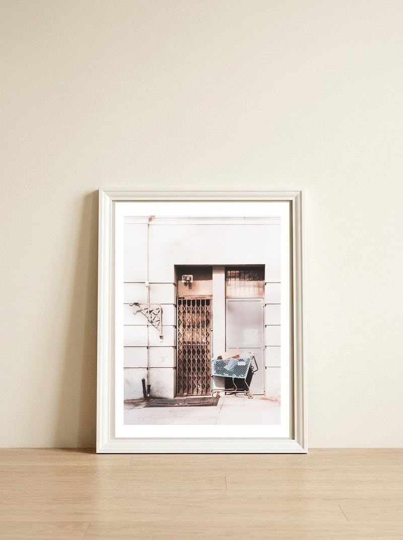 NewYorkCity Streets_ Street Cart — framed, leaning against the wall