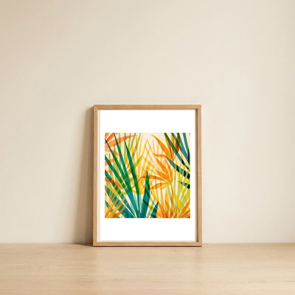 Golden Tropics — framed, leaning against the wall