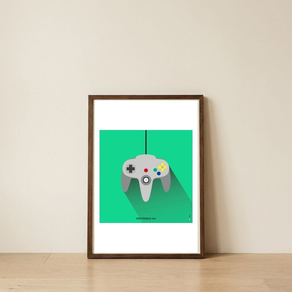 Joystick Videogames Nintendo 64 — framed, leaning against the wall