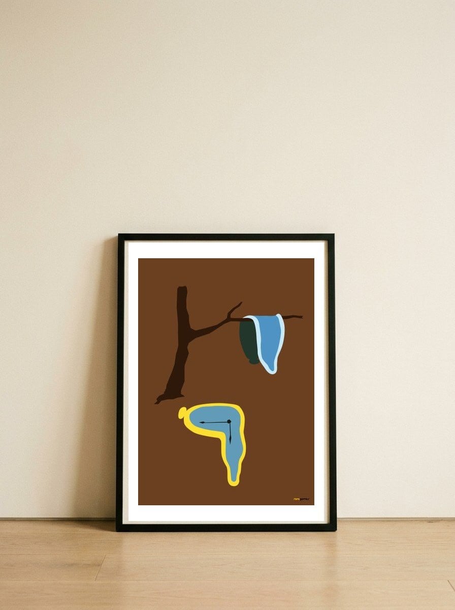 La Persistencia De La Memoria Minimalist — framed, leaning against the wall