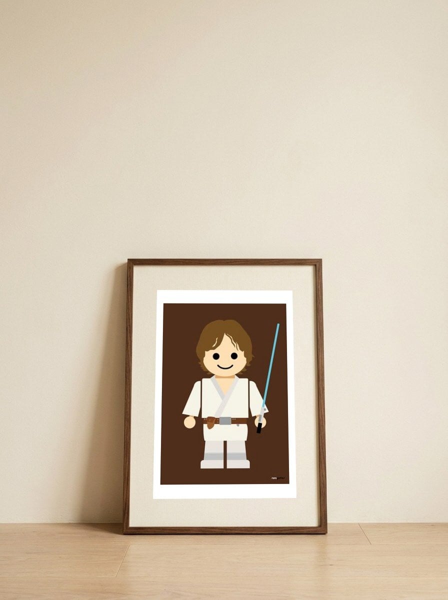 Luke Skywalker Toy — framed, leaning against the wall
