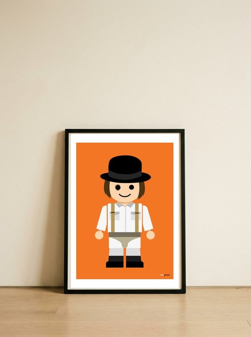 Clockwork Orange Toy — framed, leaning against the wall