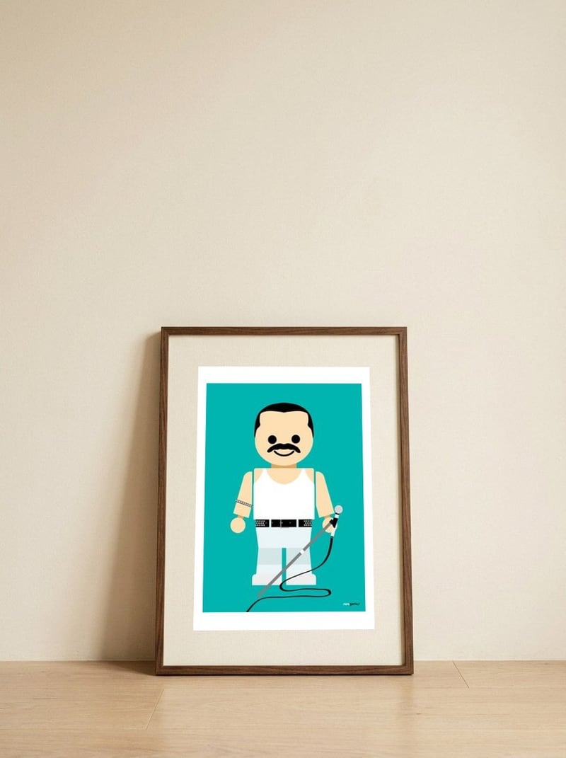 Freddie Mercury Toy — framed, leaning against the wall