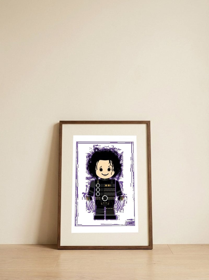 Edward Scissorhands Toy — framed, leaning against the wall