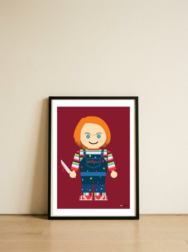 Chuck Toy — framed, leaning against the wall