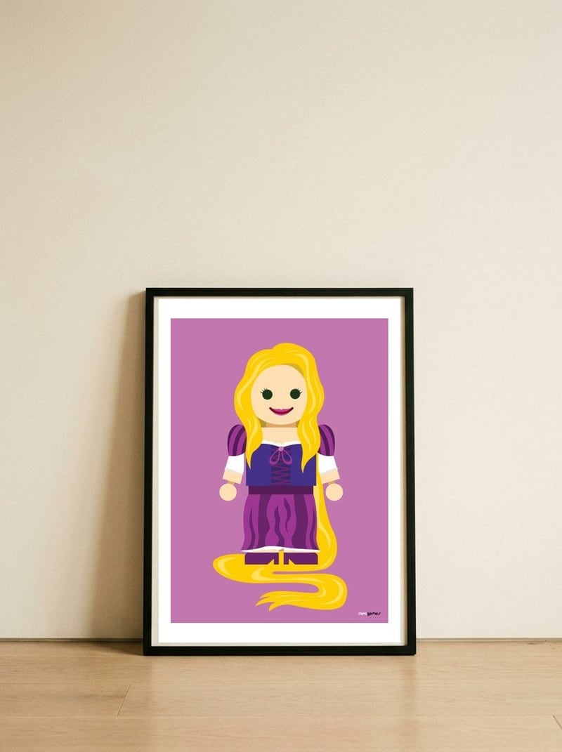 Rapunzel Toy — framed, leaning against the wall