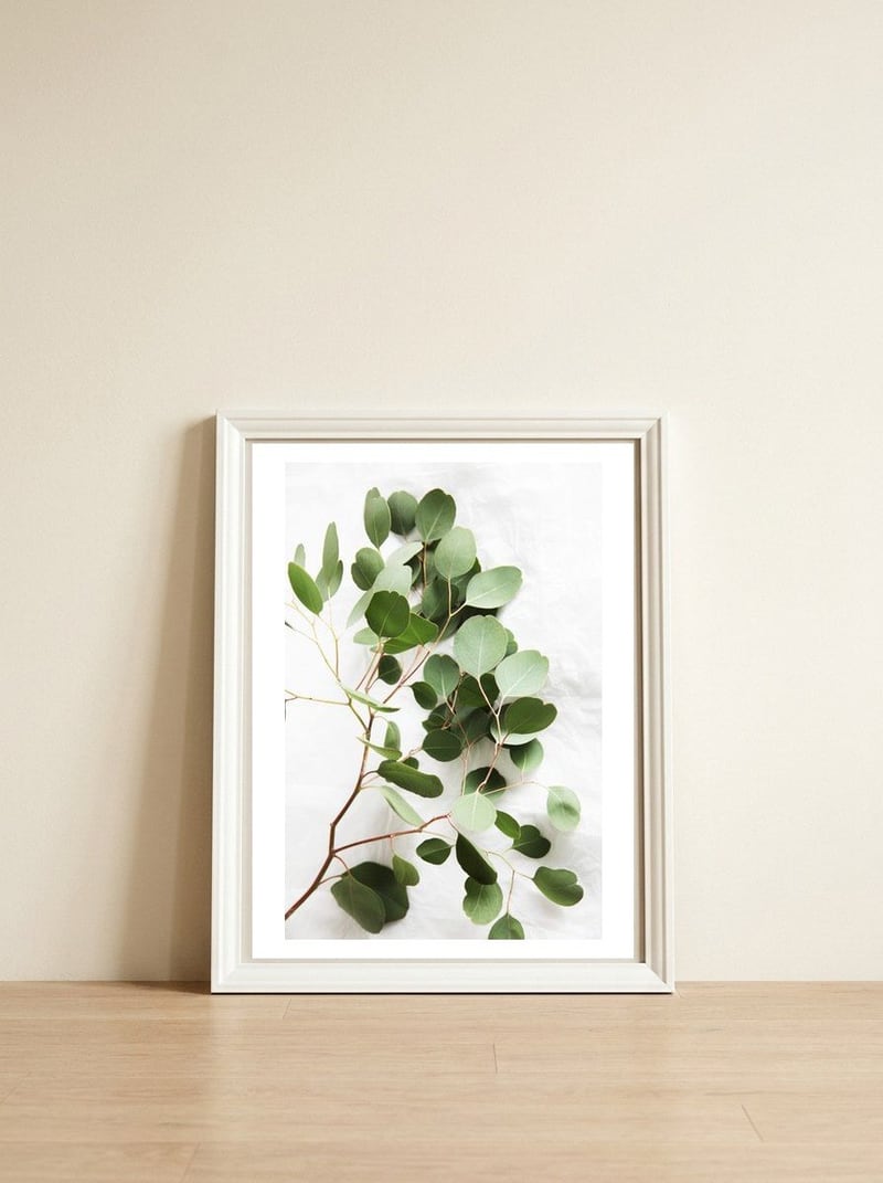 Eucalyptus — framed, leaning against the wall
