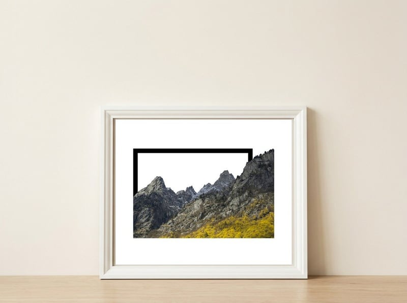 Mountain 1 — framed, leaning against the wall