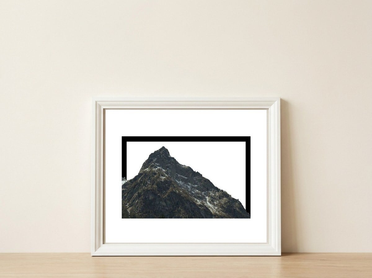 Mountains 2 — framed, leaning against the wall