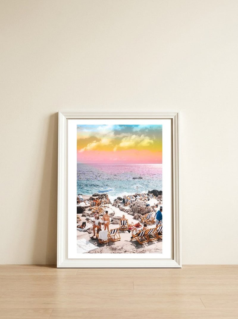 Beach Day II — framed, leaning against the wall