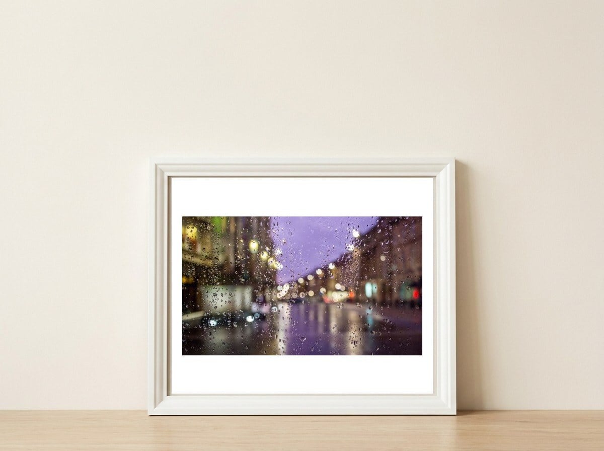 Gray st Newcastle rain — framed, leaning against the wall