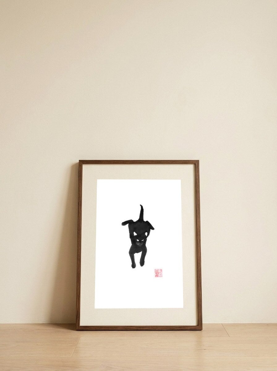 carpet Cat — framed, leaning against the wall
